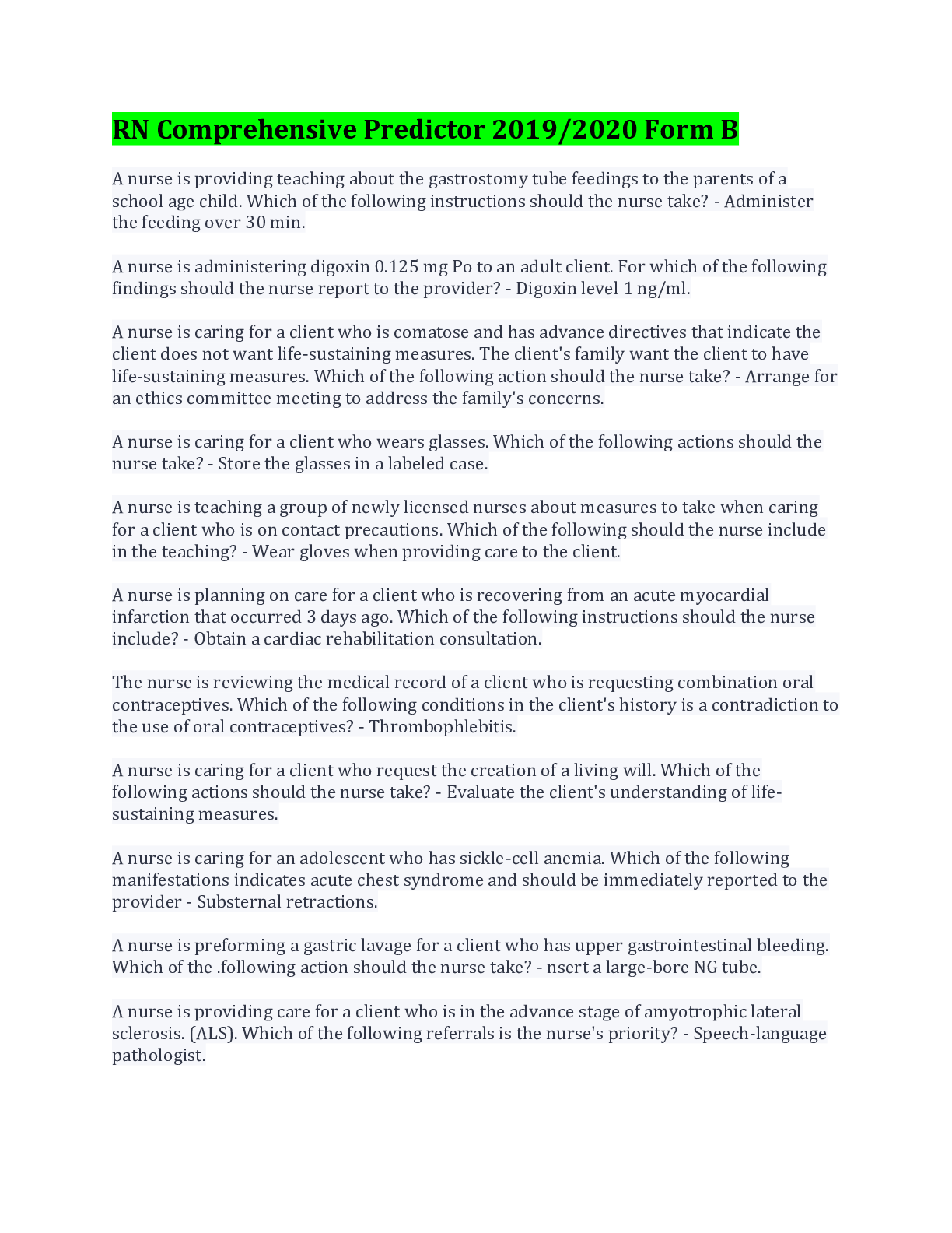 Preview image for RN Comprehensive Predictor 2019